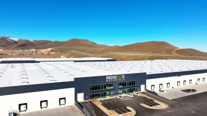 A photo of Redwood Materials' Battery Recycling plant in Nevada 