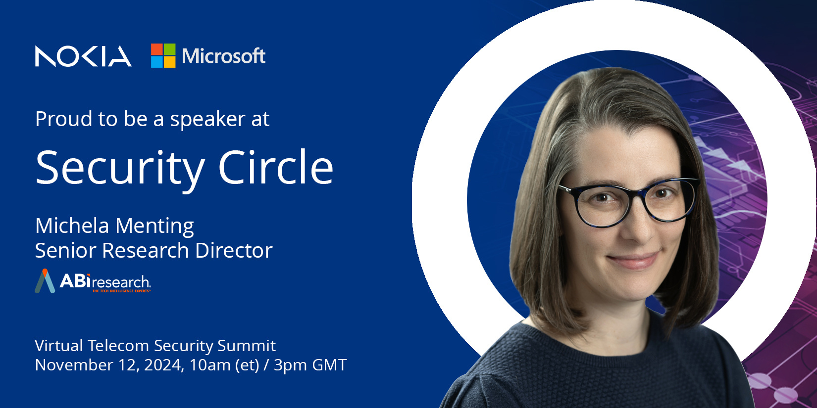 Social card for telecom security circle virtual summit hosted by Nokia and Microsoft