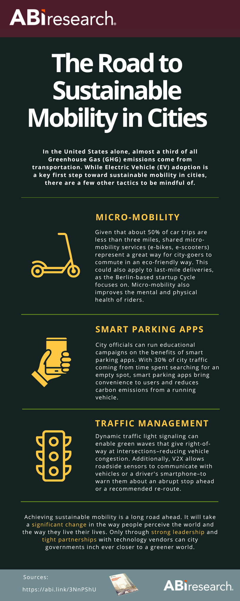 Infographic showing three ways to achieve sustainable mobility in a city